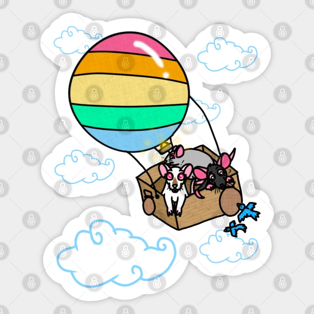 Hot Air Balloon Rats (Full Color Version) Sticker by Rad Rat Studios